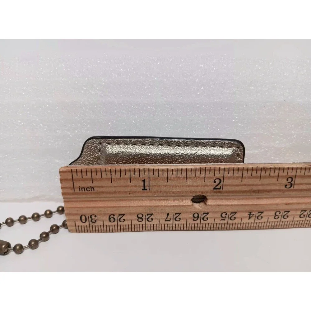 Coach Metallic Gold Leather Hang Tag Charm Ball Chain Key Chain 2.25